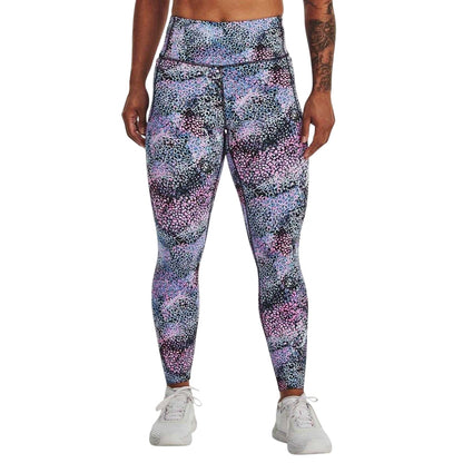 Pink-Blue - Side - Under Armour Womens-Ladies Meridian Printed Leggings