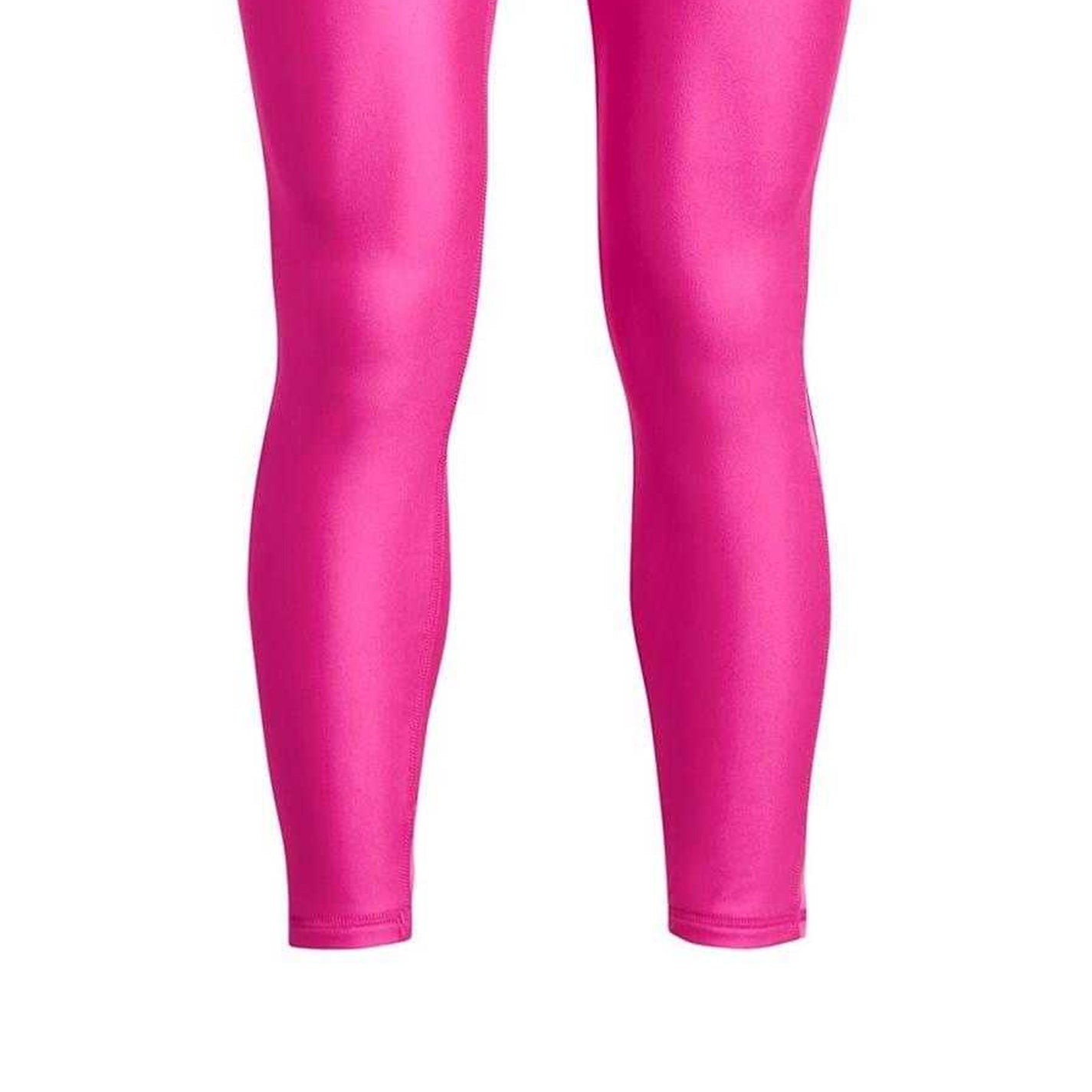 Pink-White - Side - Under Armour Girls Logo Leggings