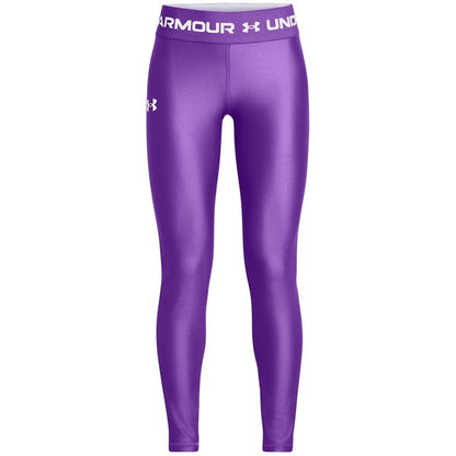 Purple - Front - Under Armour Girls Logo Leggings