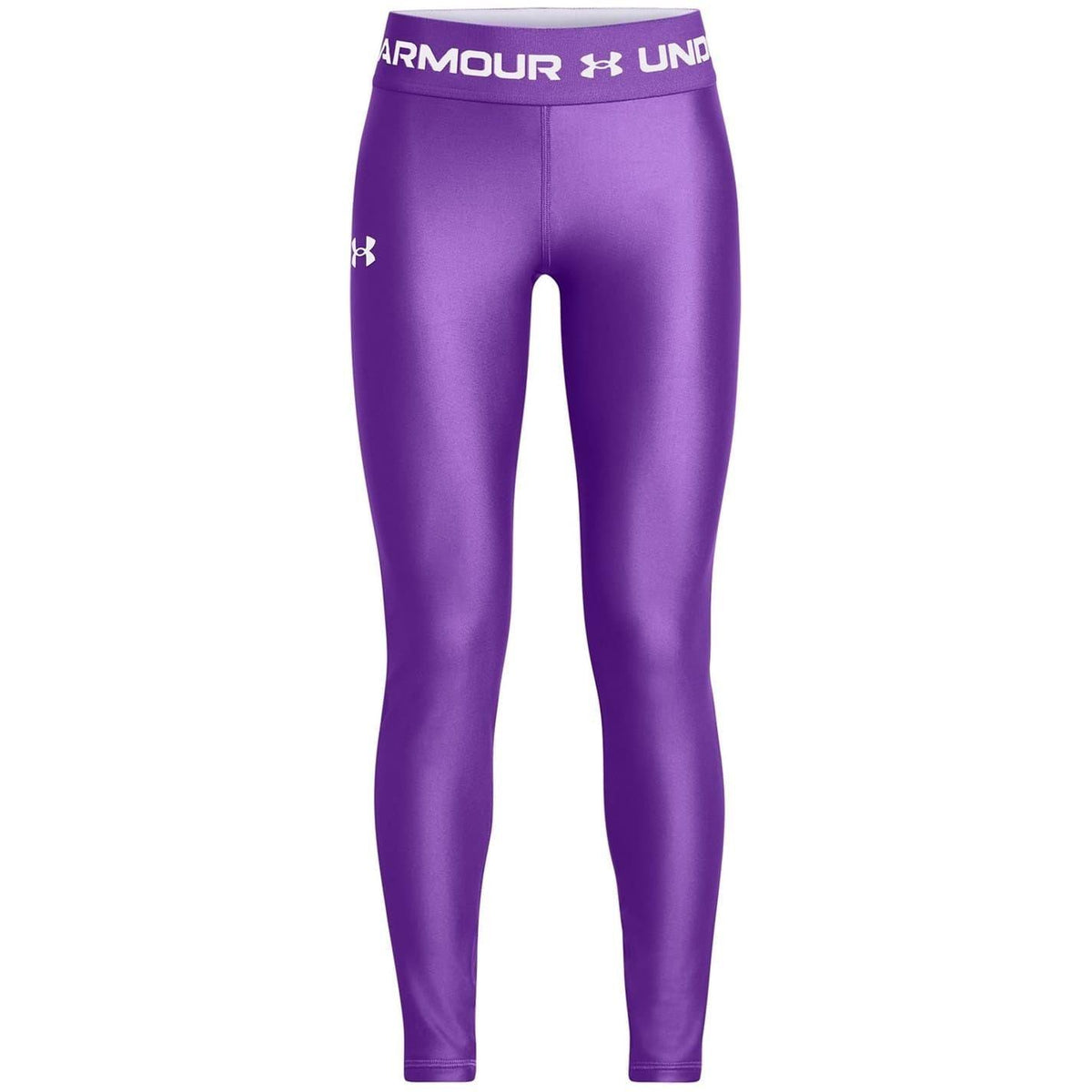 Purple - Front - Under Armour Girls Logo Leggings