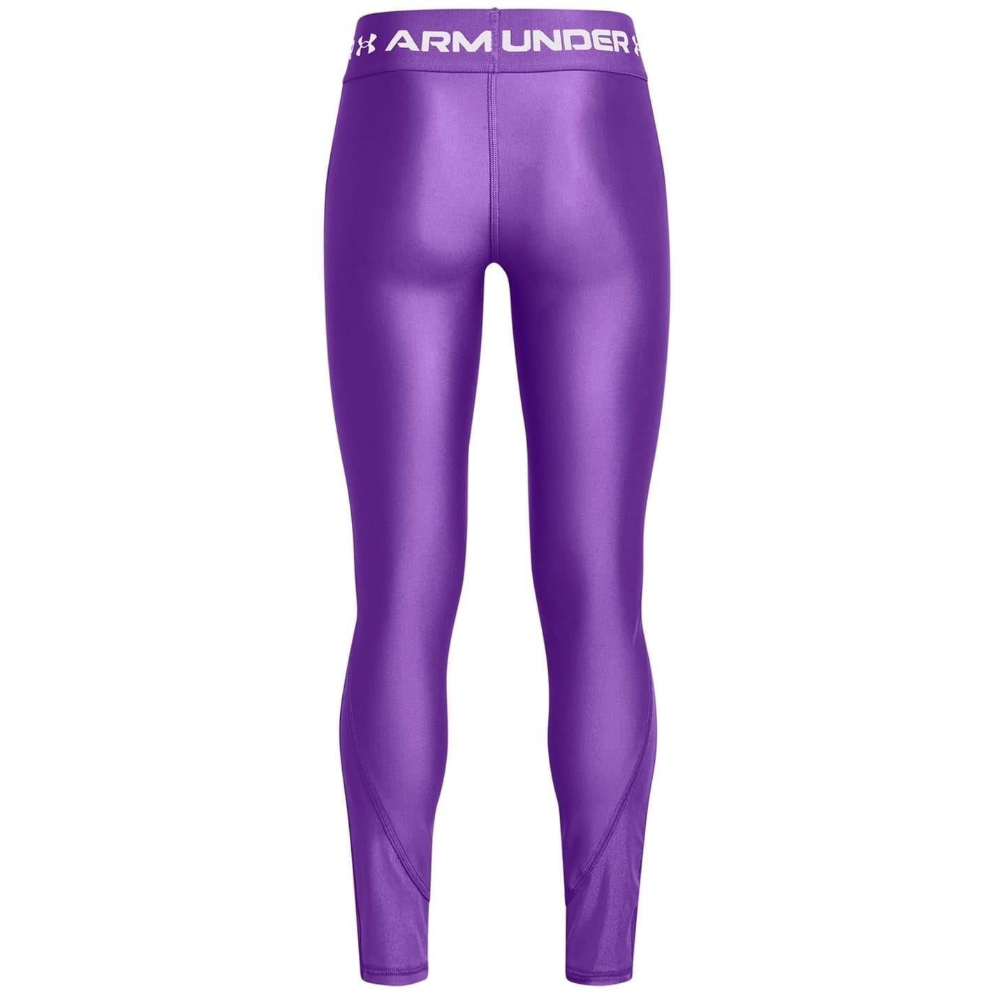 Purple - Back - Under Armour Girls Logo Leggings