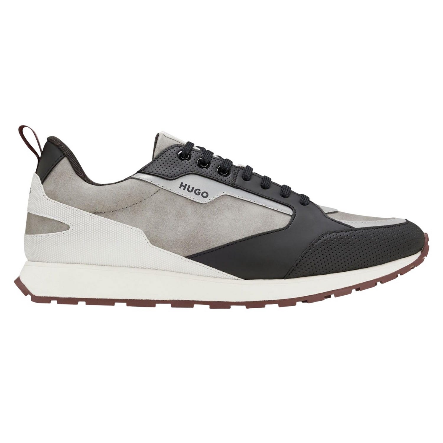Grey - Lifestyle - Hugo Mens Icelin Leather Running Trainers