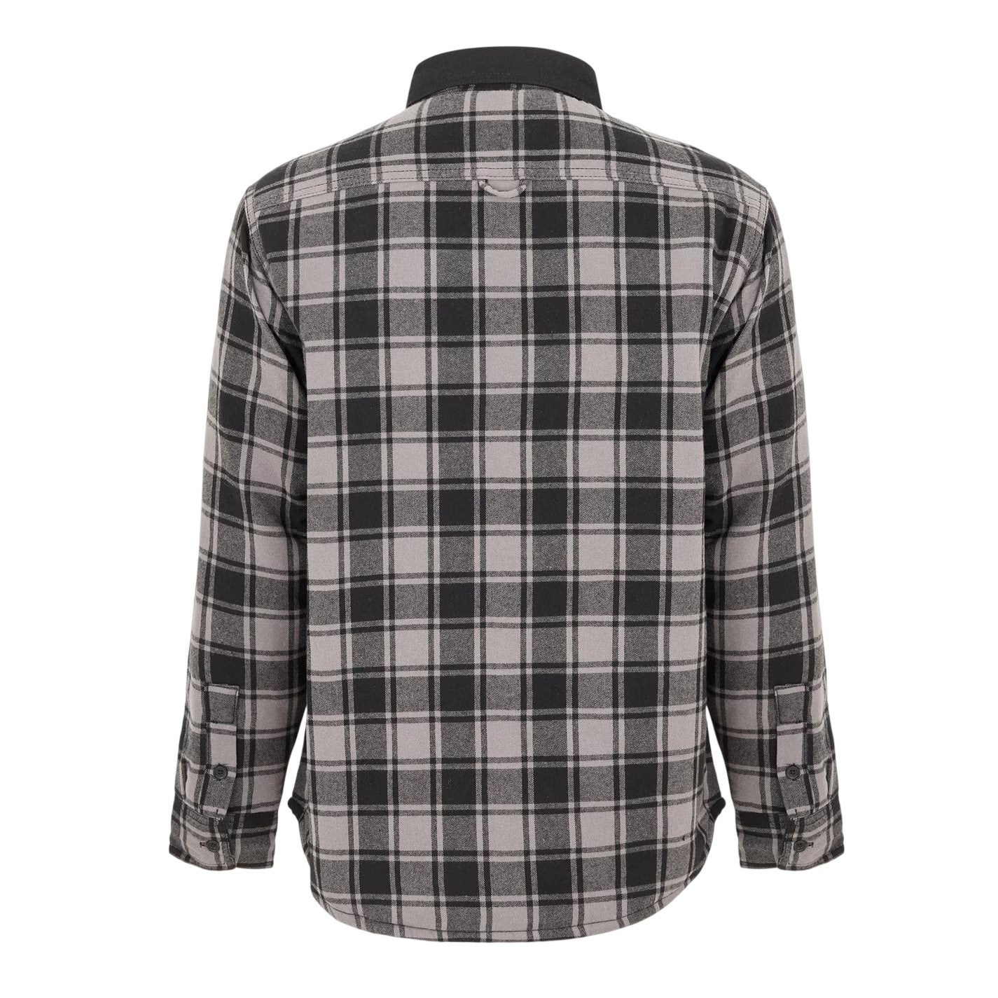 Grey-Black - Back - Luke Mens Valley Plaid Chest Pocket Overshirt