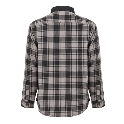Grey-Black - Back - Luke Mens Valley Plaid Chest Pocket Overshirt