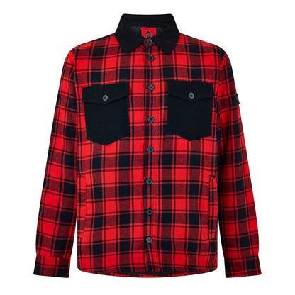 Black-Red - Front - Luke Mens Valley Plaid Chest Pocket Overshirt
