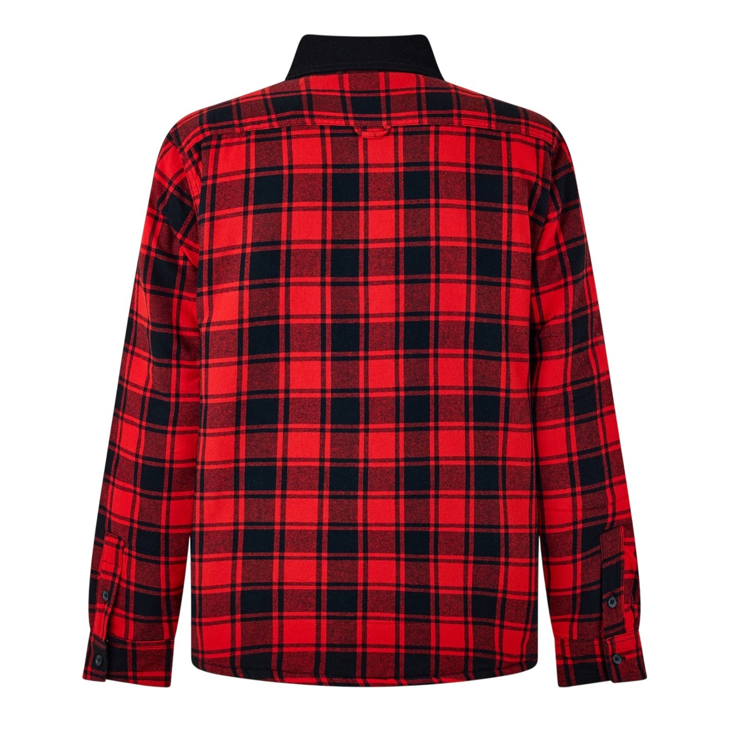 Black-Red - Back - Luke Mens Valley Plaid Chest Pocket Overshirt