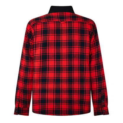 Black-Red - Back - Luke Mens Valley Plaid Chest Pocket Overshirt
