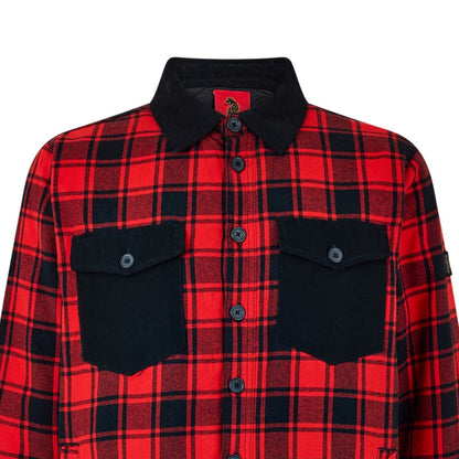 Black-Red - Side - Luke Mens Valley Plaid Chest Pocket Overshirt