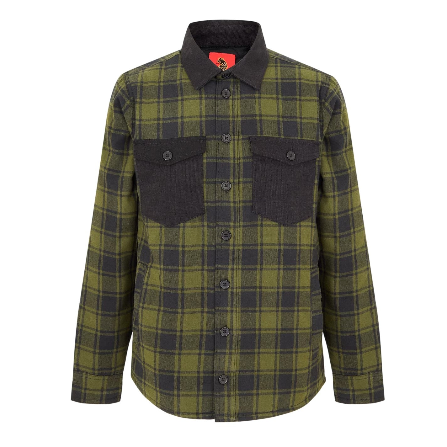 Green - Front - Luke Mens Valley Plaid Chest Pocket Overshirt