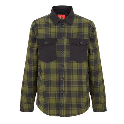 Green - Front - Luke Mens Valley Plaid Chest Pocket Overshirt