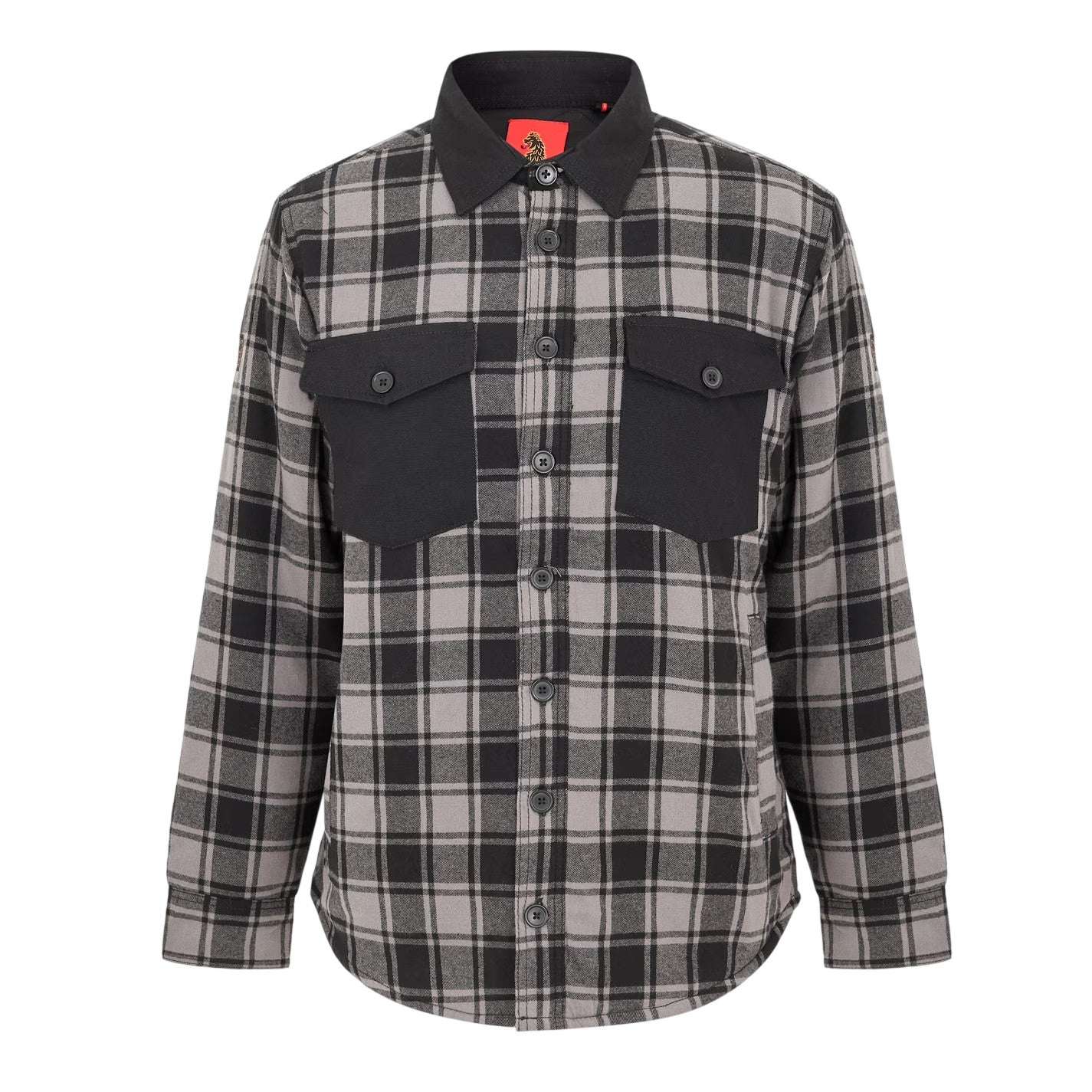Grey-Black - Front - Luke Mens Valley Plaid Chest Pocket Overshirt