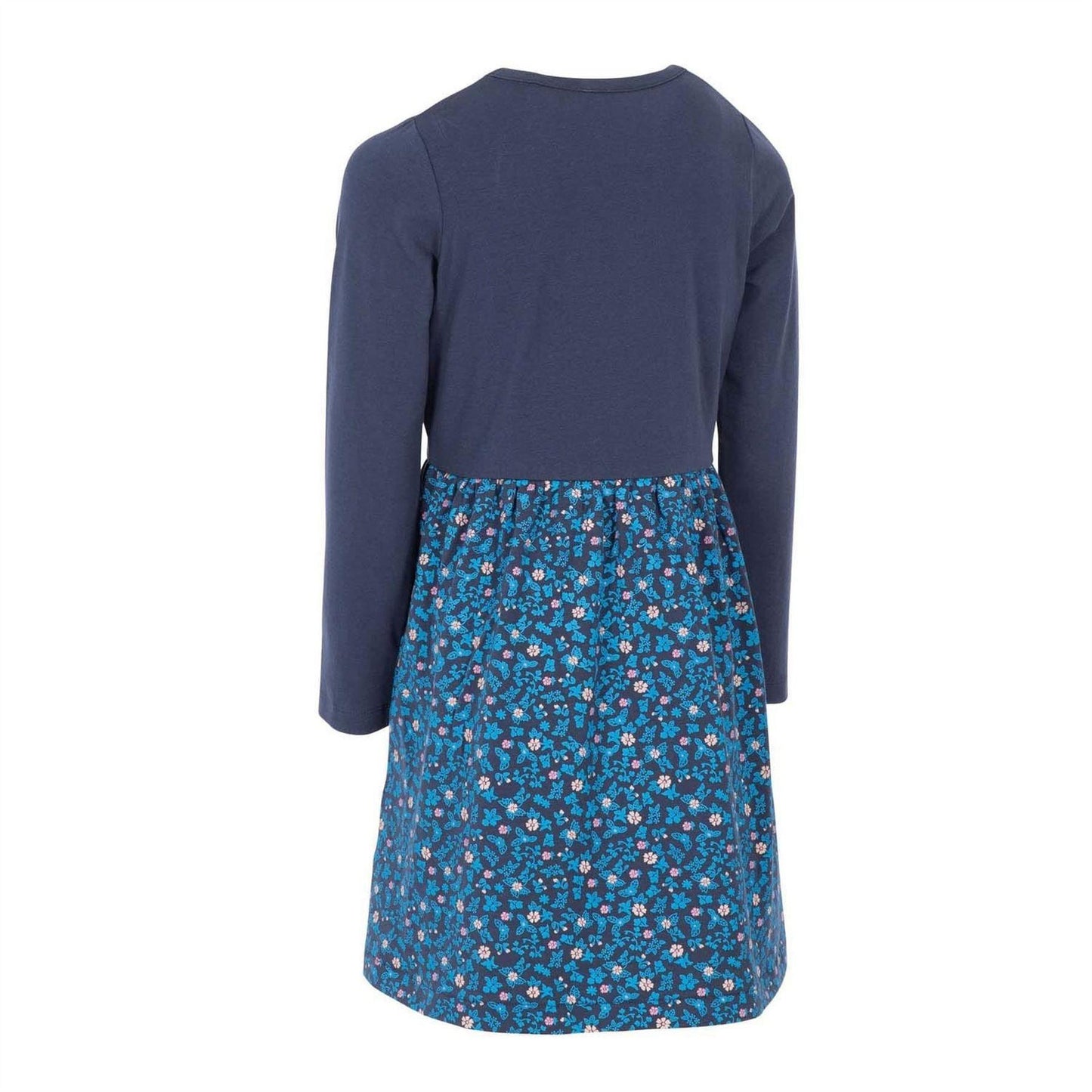 Navy - Back - Trespass Girls Floral Cotton Blend Dress
