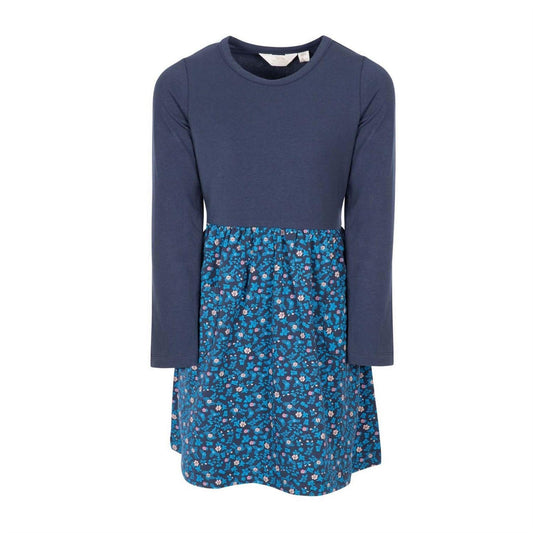 Navy - Front - Trespass Girls Floral Cotton Blend Dress