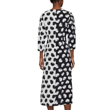 Black-White - Back - Boss Womens-Ladies Polka Dot 3-4 Sleeve Wrap Dress