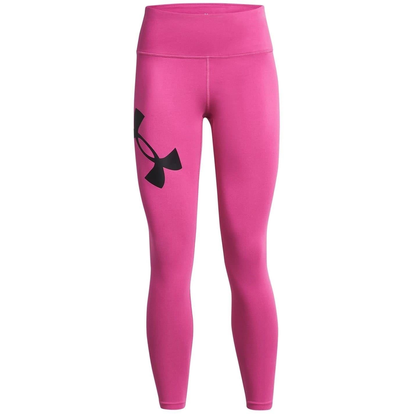 Pink-Black - Front - Under Armour Womens-Ladies Campus High Waist Leggings