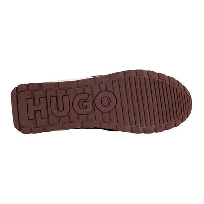Grey - Back - Hugo Mens Icelin Leather Running Trainers