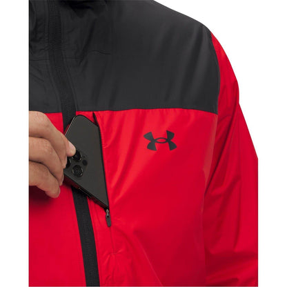 Red - Side - Under Armour Mens Cloudstrike Waterproof Jacket