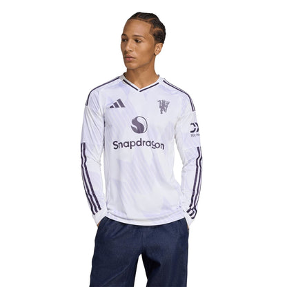 White - Lifestyle - Adidas Mens 25-26 Manchester United FC Long-Sleeved Away Jersey