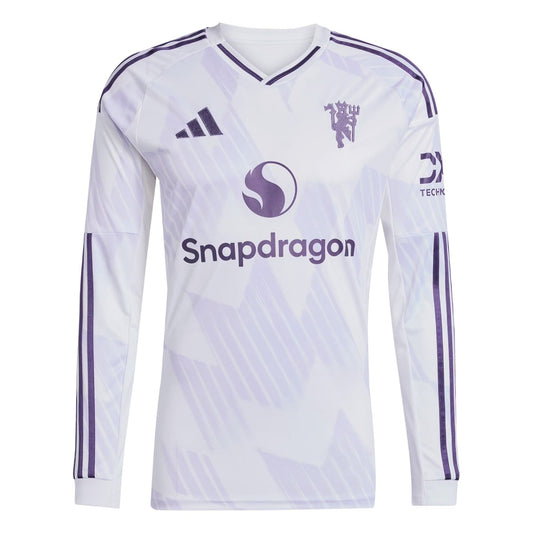 White - Front - Adidas Mens 25-26 Manchester United FC Long-Sleeved Away Jersey