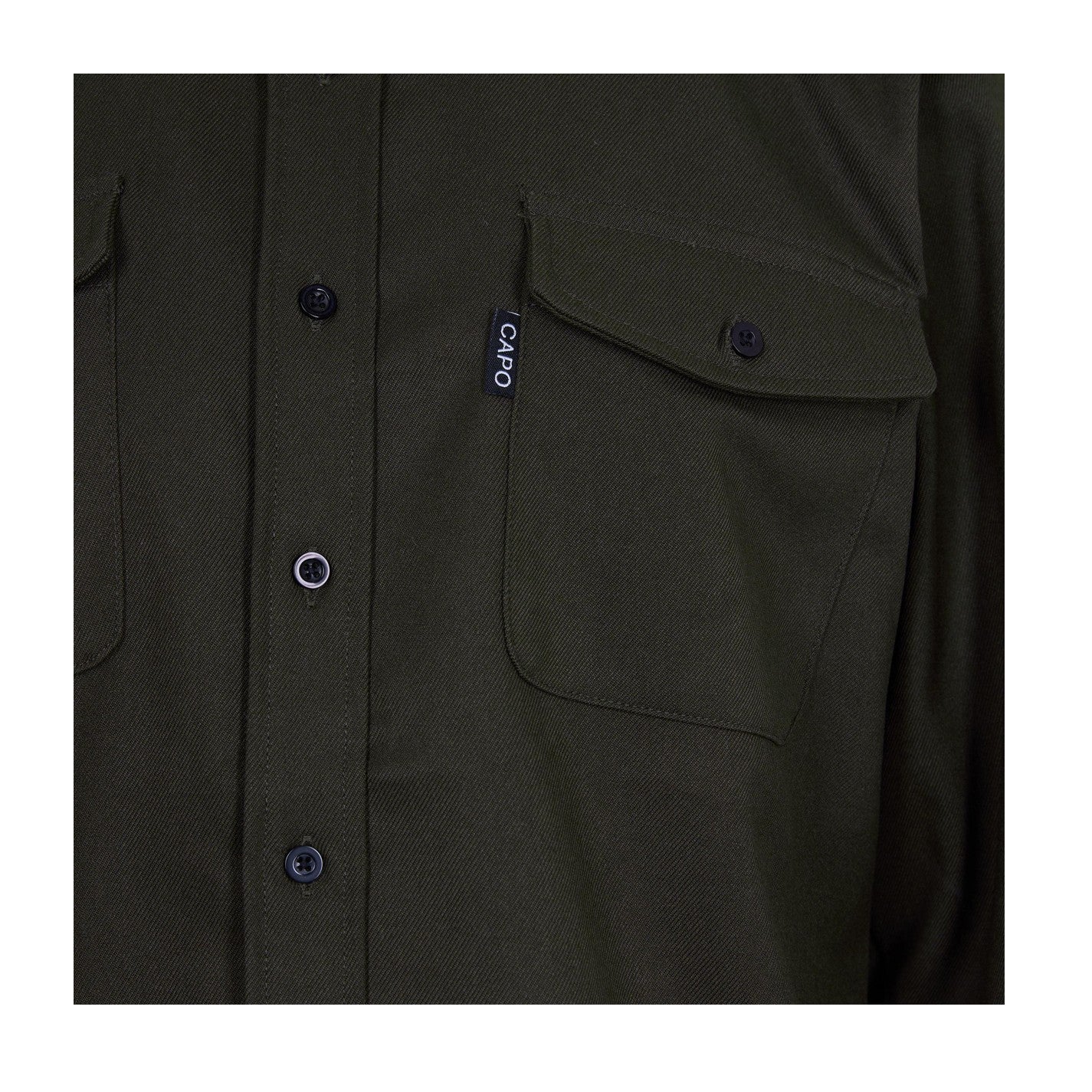 Khaki - Side - Capo Mens Logo Long-Sleeved Overshirt