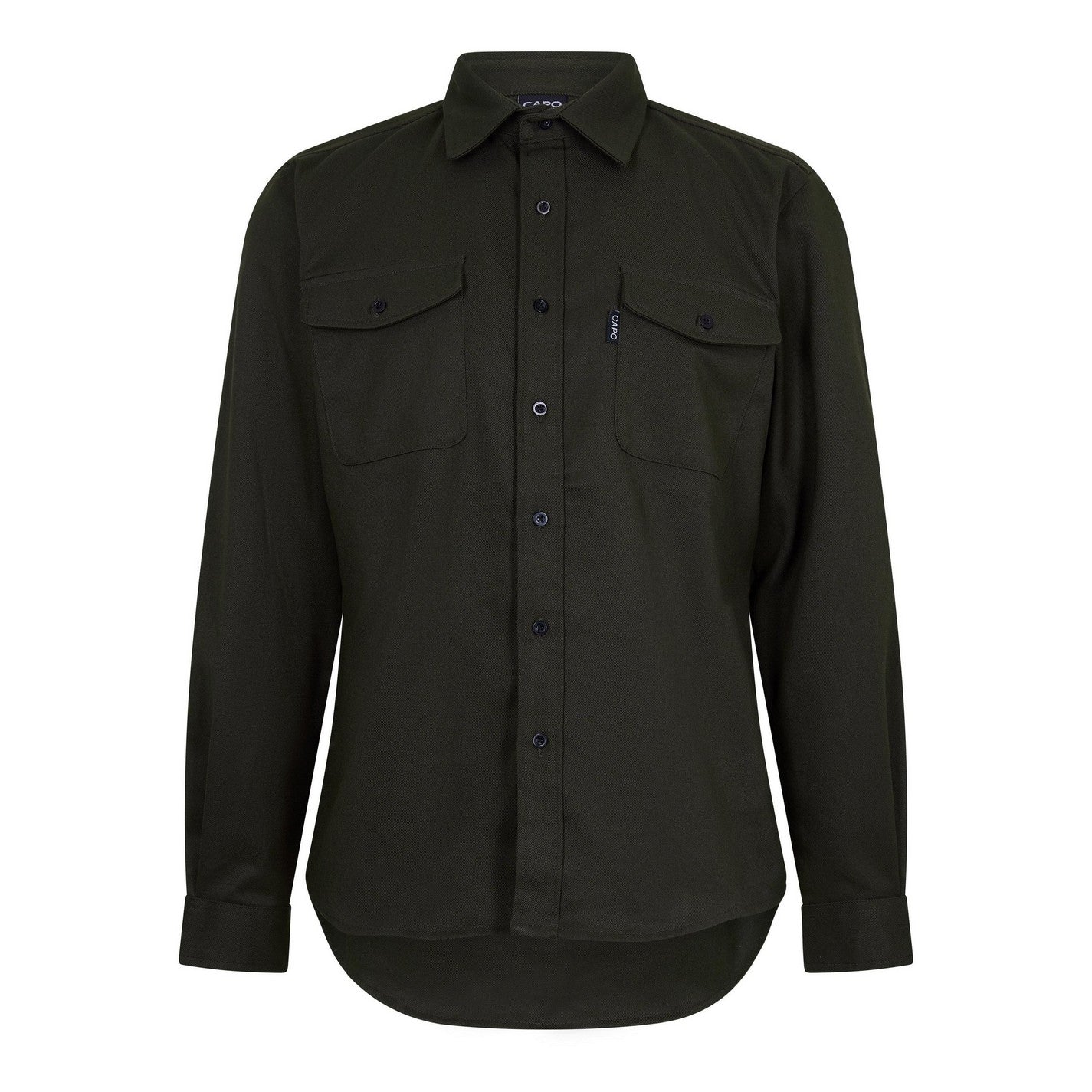 Khaki - Front - Capo Mens Logo Long-Sleeved Overshirt