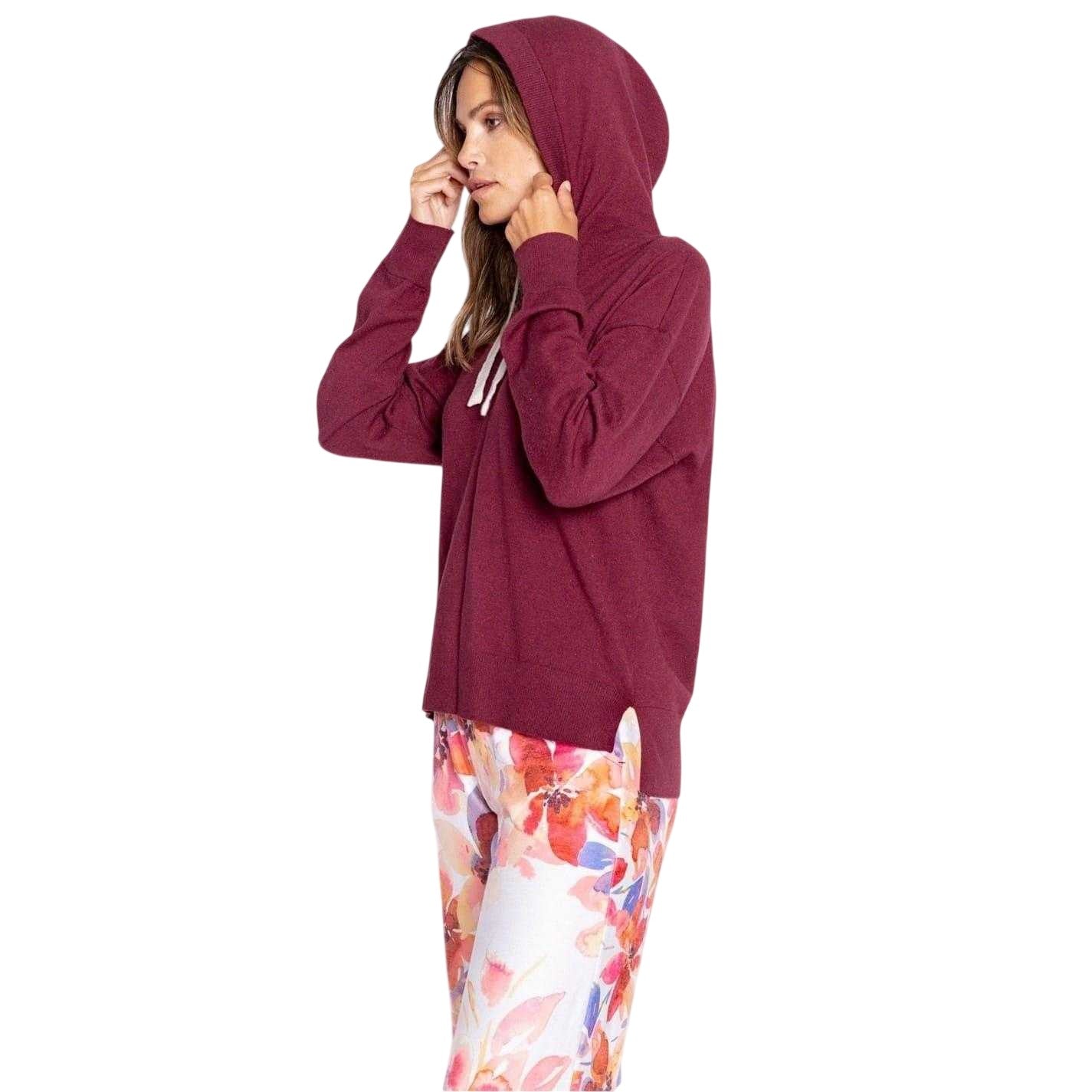 Bordeaux - Back - PJ Salvage Womens-Ladies Drawstring Hoodie