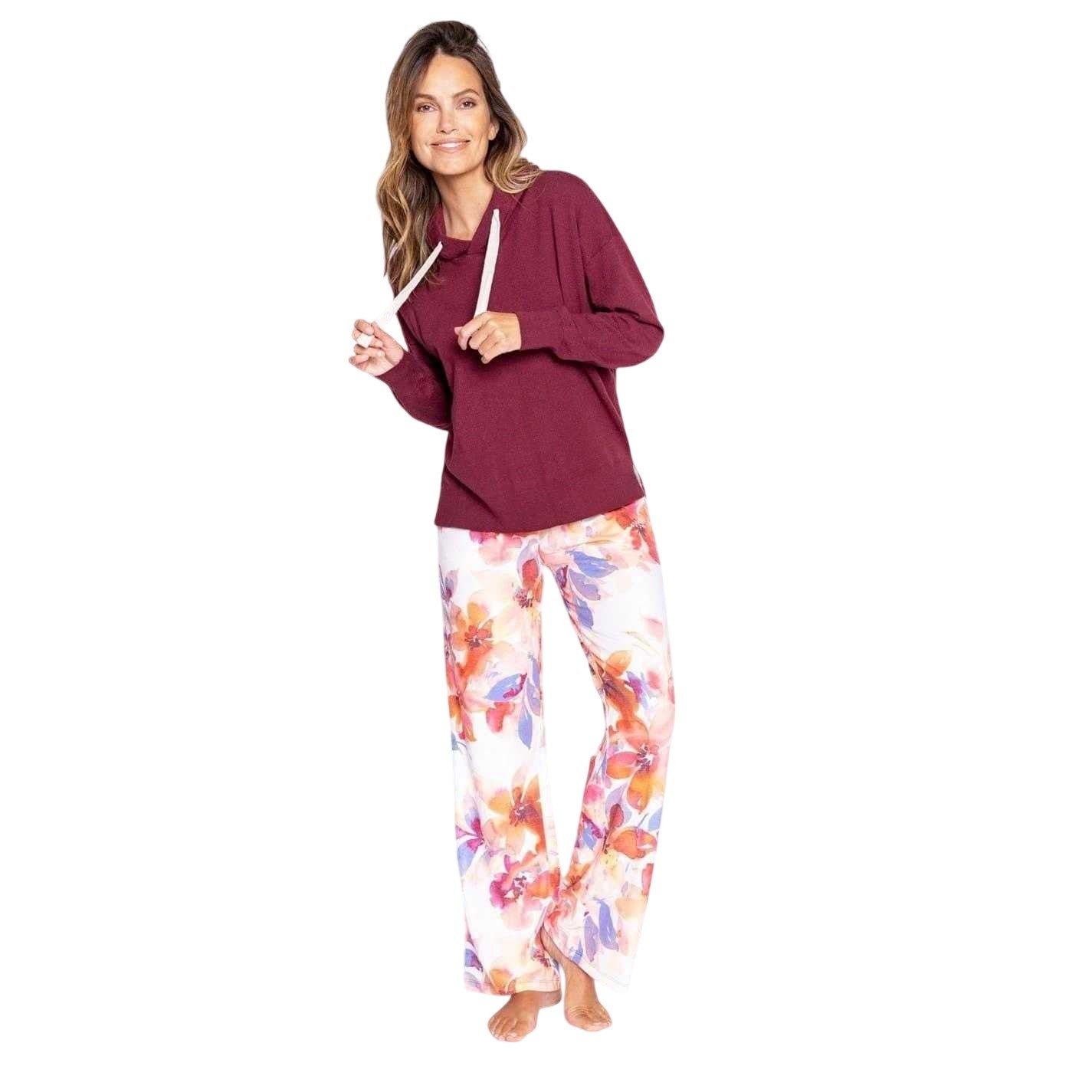 Bordeaux - Pack Shot - PJ Salvage Womens-Ladies Drawstring Hoodie
