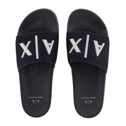 Navy Blue - Lifestyle - Armani Exchange Mens Logo Flat Slides