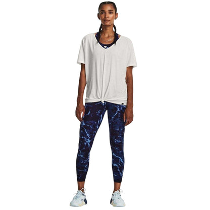 Blue - Lifestyle - Under Armour Womens-Ladies Project Rock Marble Compression 7-8 Leggings