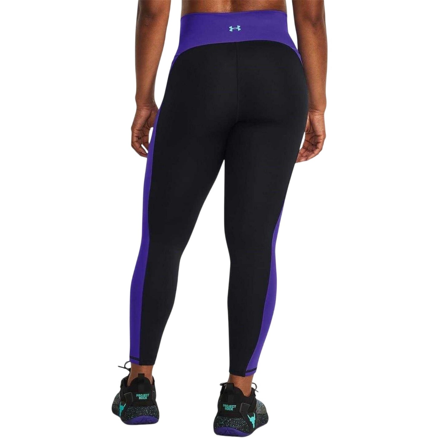 Black - Back - Under Armour Womens-Ladies Colour Block Slim Running Leggings