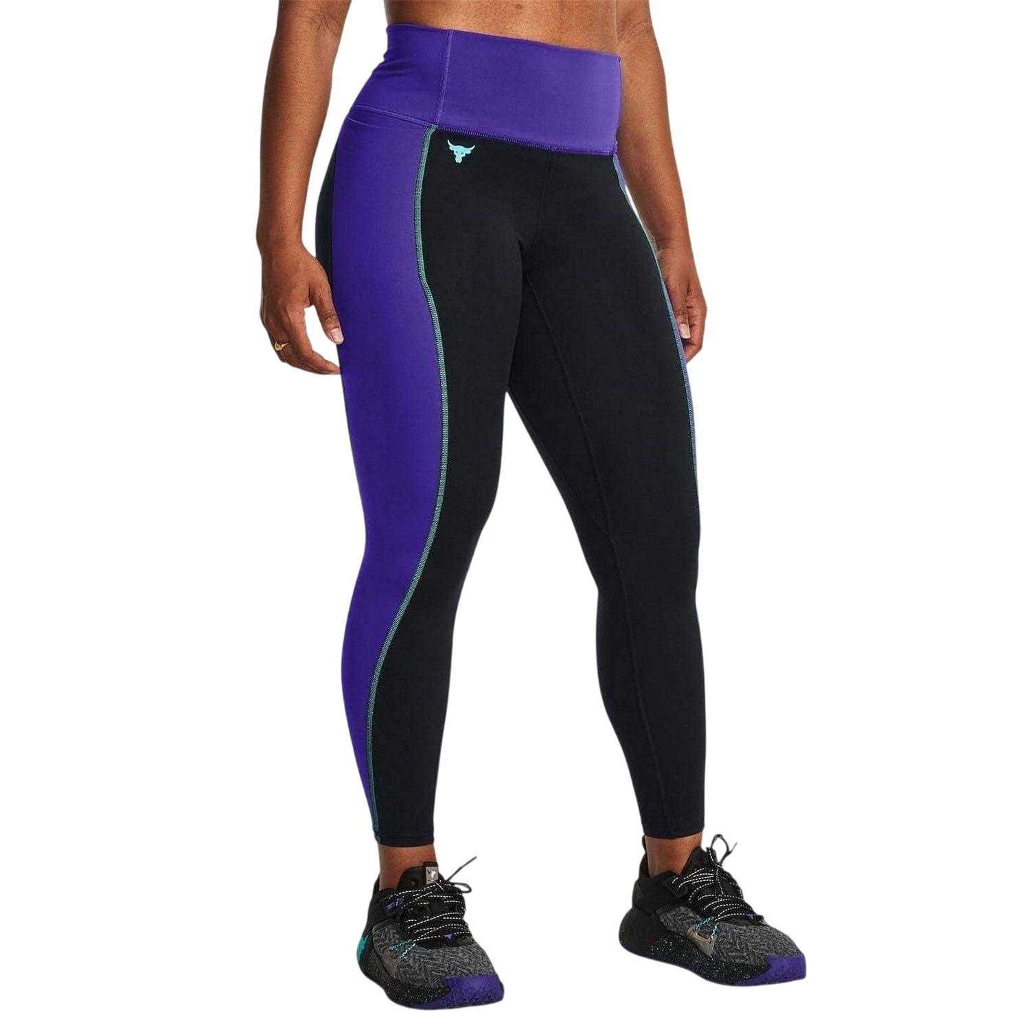 Black - Side - Under Armour Womens-Ladies Colour Block Slim Running Leggings