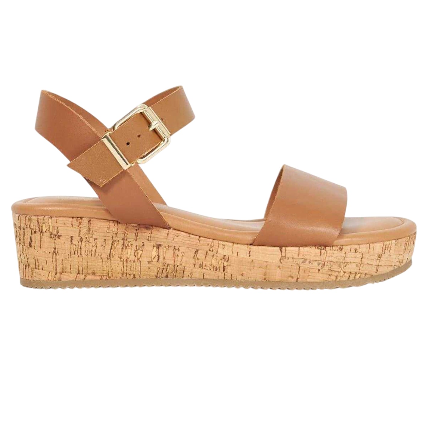 Tan - Front - Dune London Womens-Ladies Leather Platform Sandals