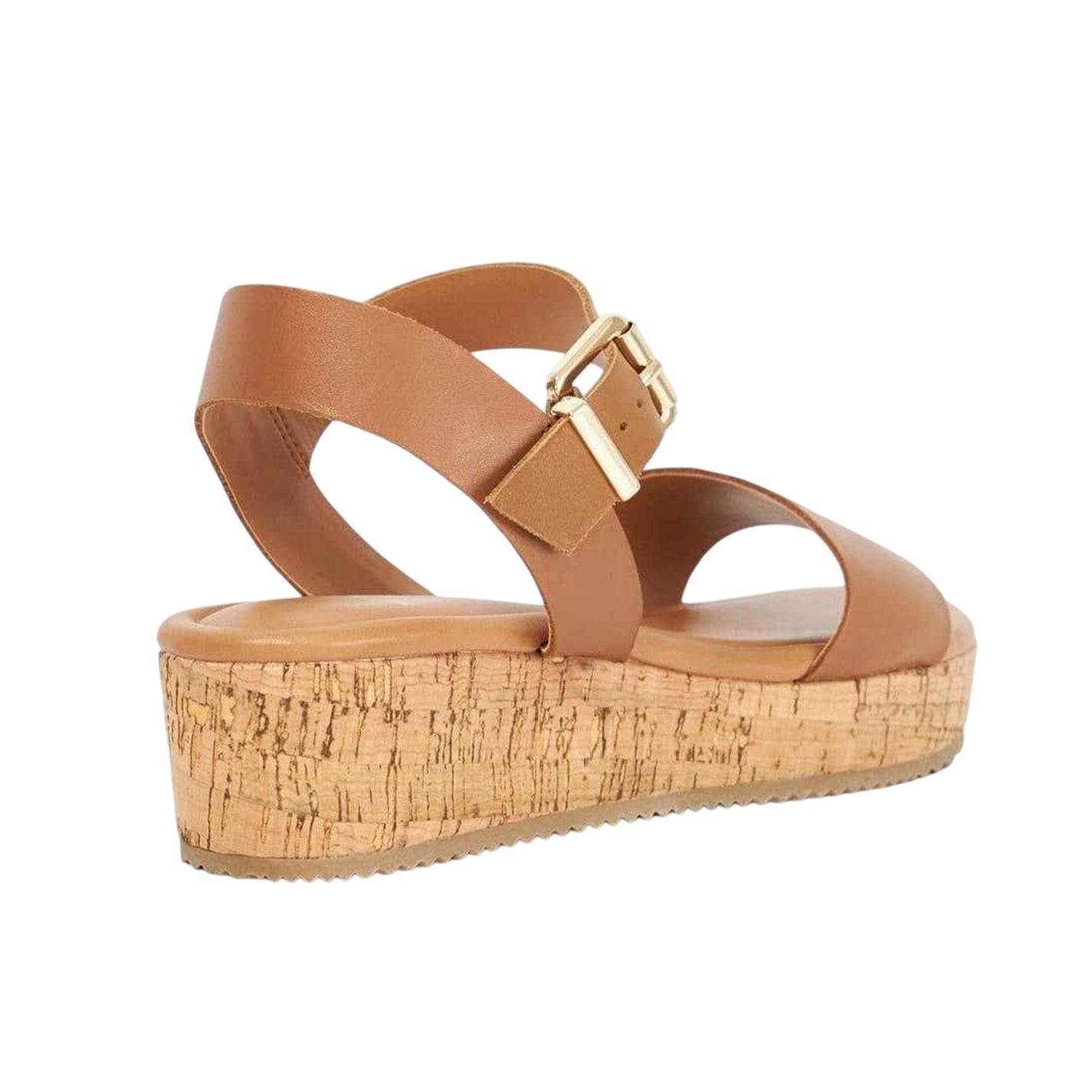 Tan - Back - Dune London Womens-Ladies Leather Platform Sandals