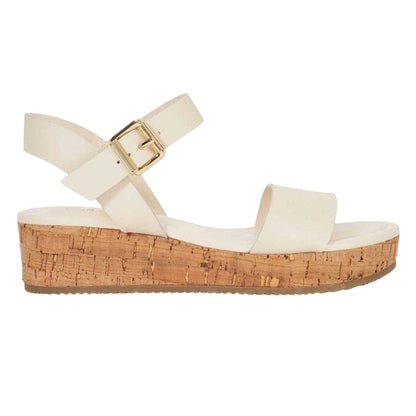 Ecru - Front - Dune London Womens-Ladies Leather Platform Sandals