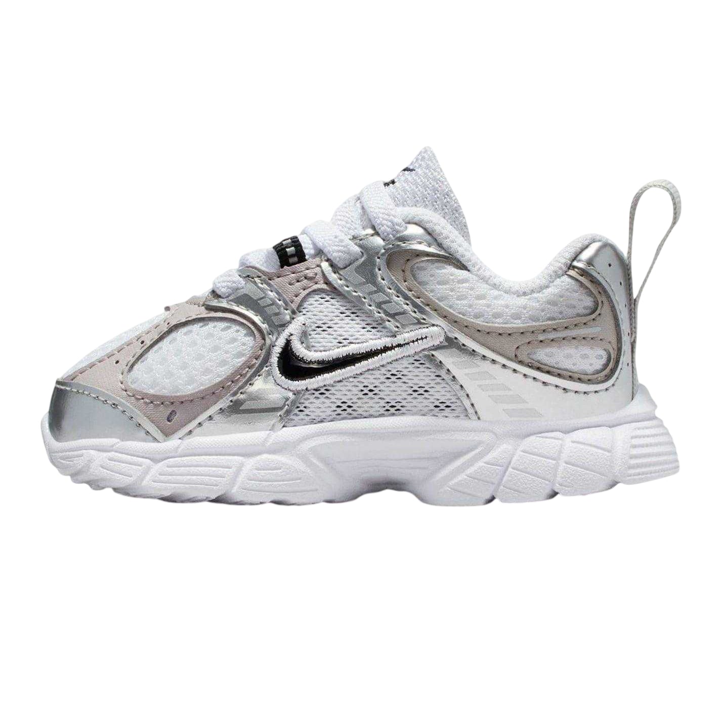 White-Black-Grey - Side - Nike Baby V5 Lace Up Running Trainers