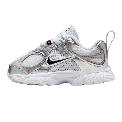 White-Black-Grey - Side - Nike Baby V5 Lace Up Running Trainers