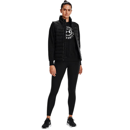 Black - Pack Shot - Under Armour Womens-Ladies Plain Padded Sleeveless Gilet