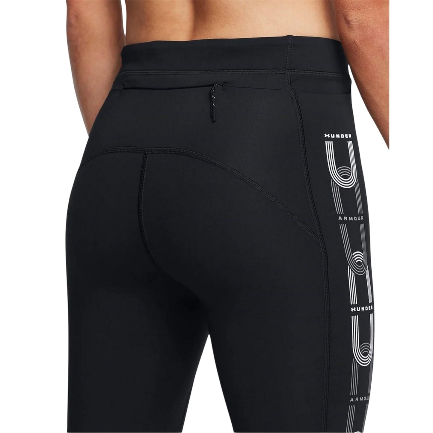 Black Melange - Side - Under Armour Womens-Ladies Run Anywhere Leggings