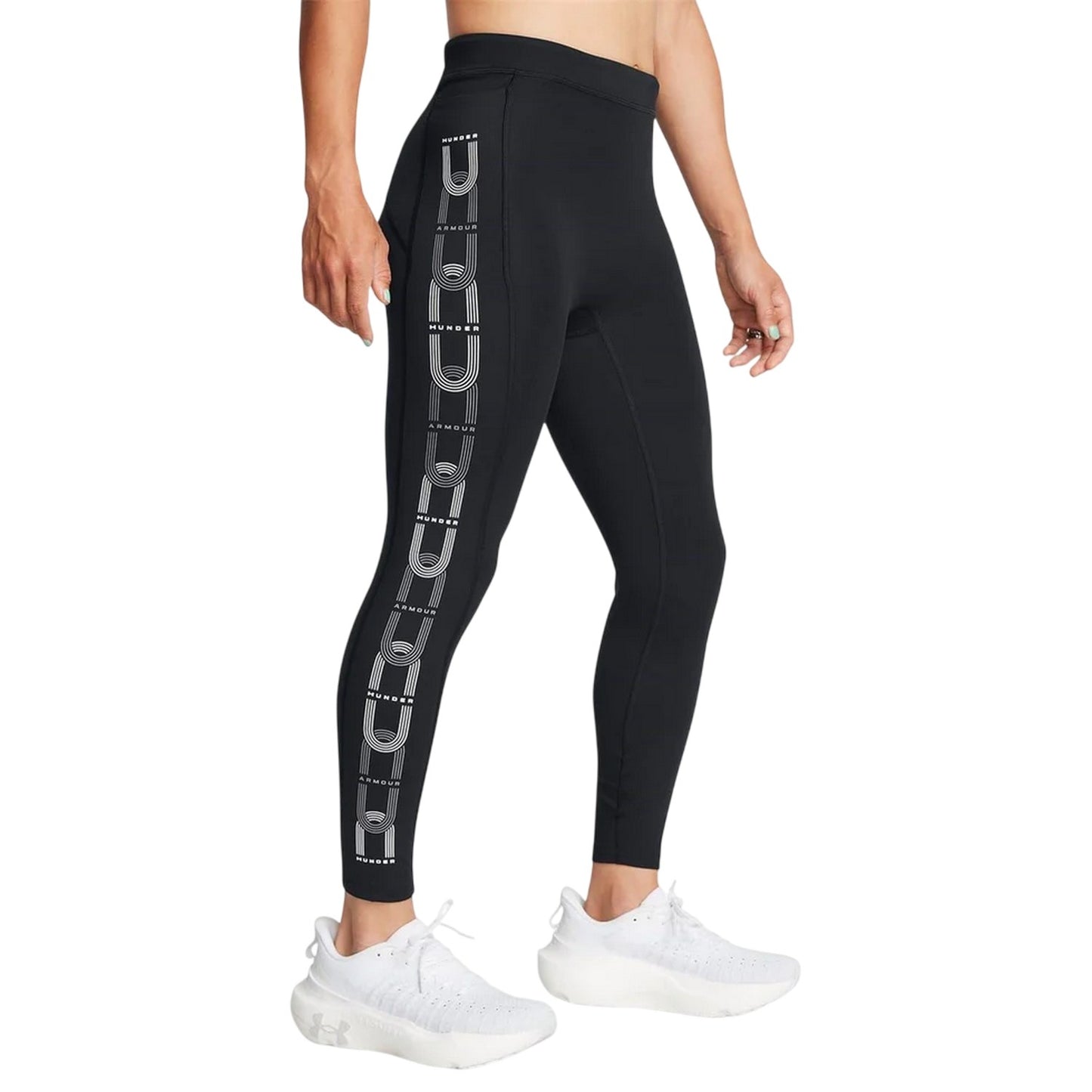 Black Melange - Pack Shot - Under Armour Womens-Ladies Run Anywhere Leggings