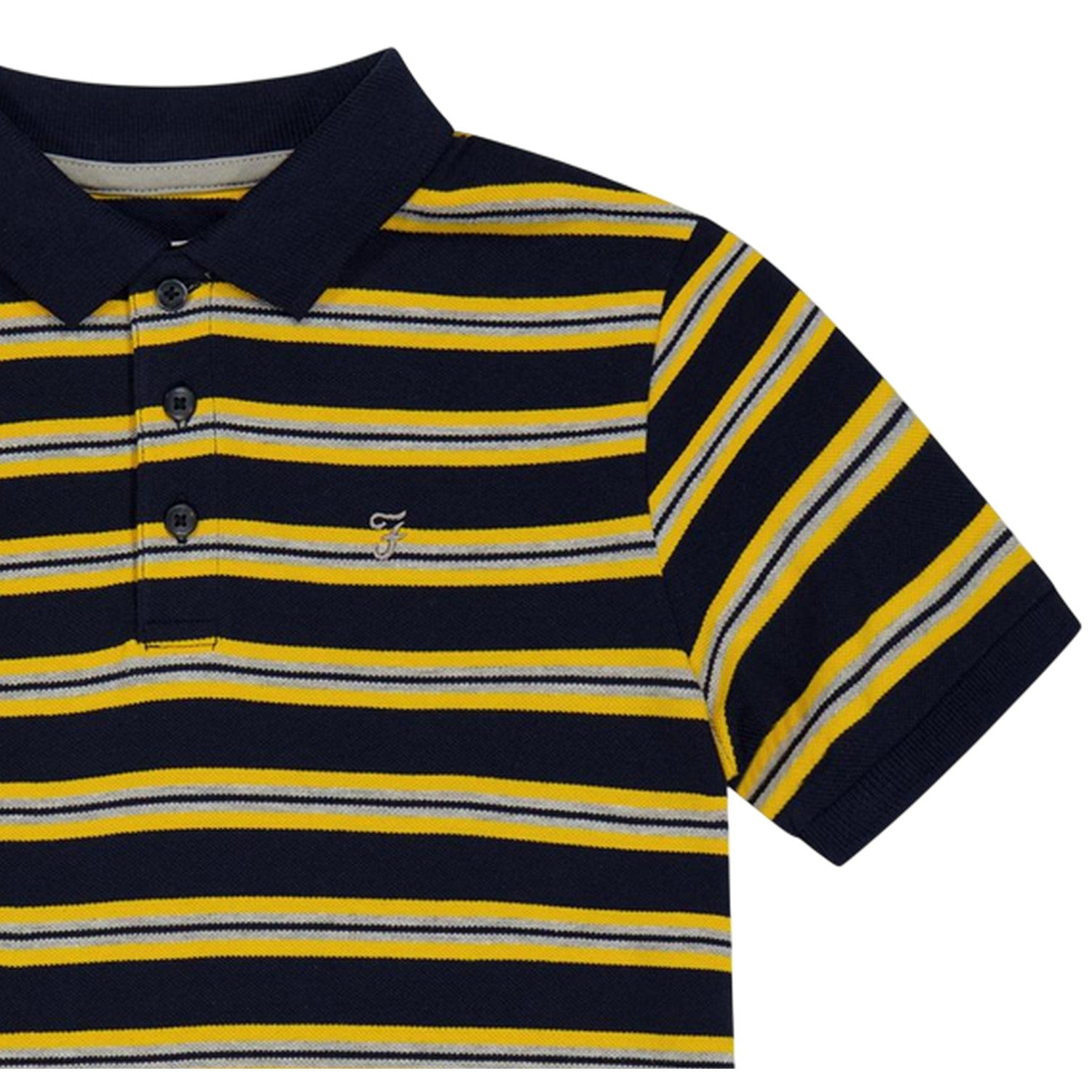 Yellow-Black - Side - Farah Childrens-Kids Embroidered Collared Polo Shirt