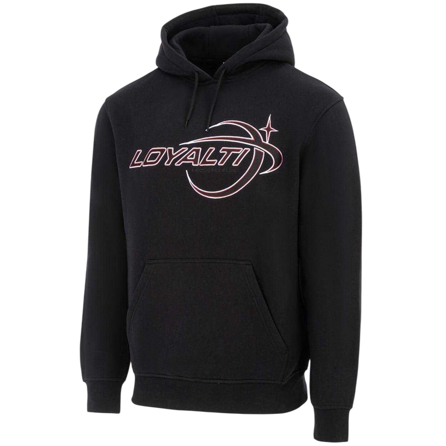 Black - Side - Loyalti Mens Galaxy Cotton Drawstring Hoodie