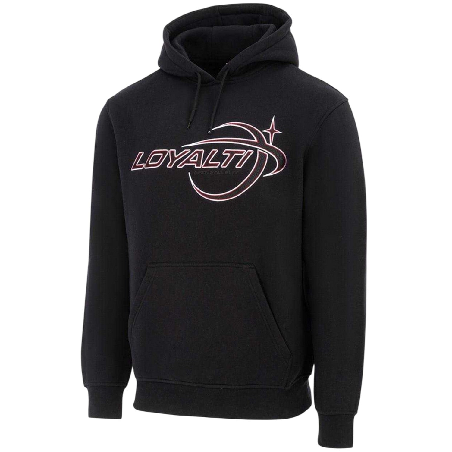Black - Side - Loyalti Mens Galaxy Cotton Drawstring Hoodie