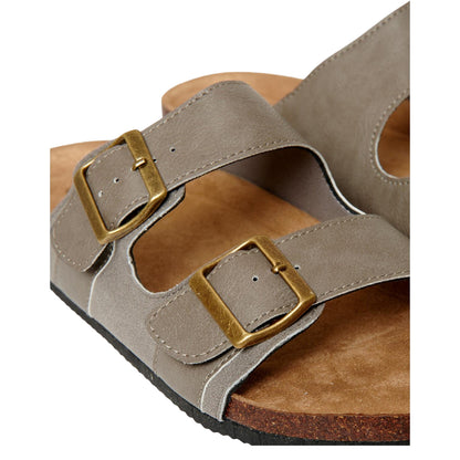 Stone - Lifestyle - Threadbare Mens Atticus Double Buckle Flat Sliders