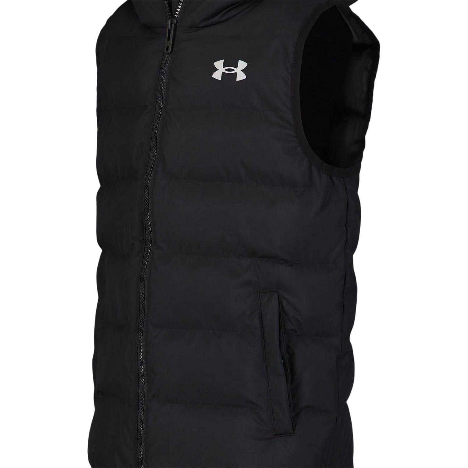Black - Side - Under Armour Childrens-Kids Pronto Water Resistant Hooded Gilet