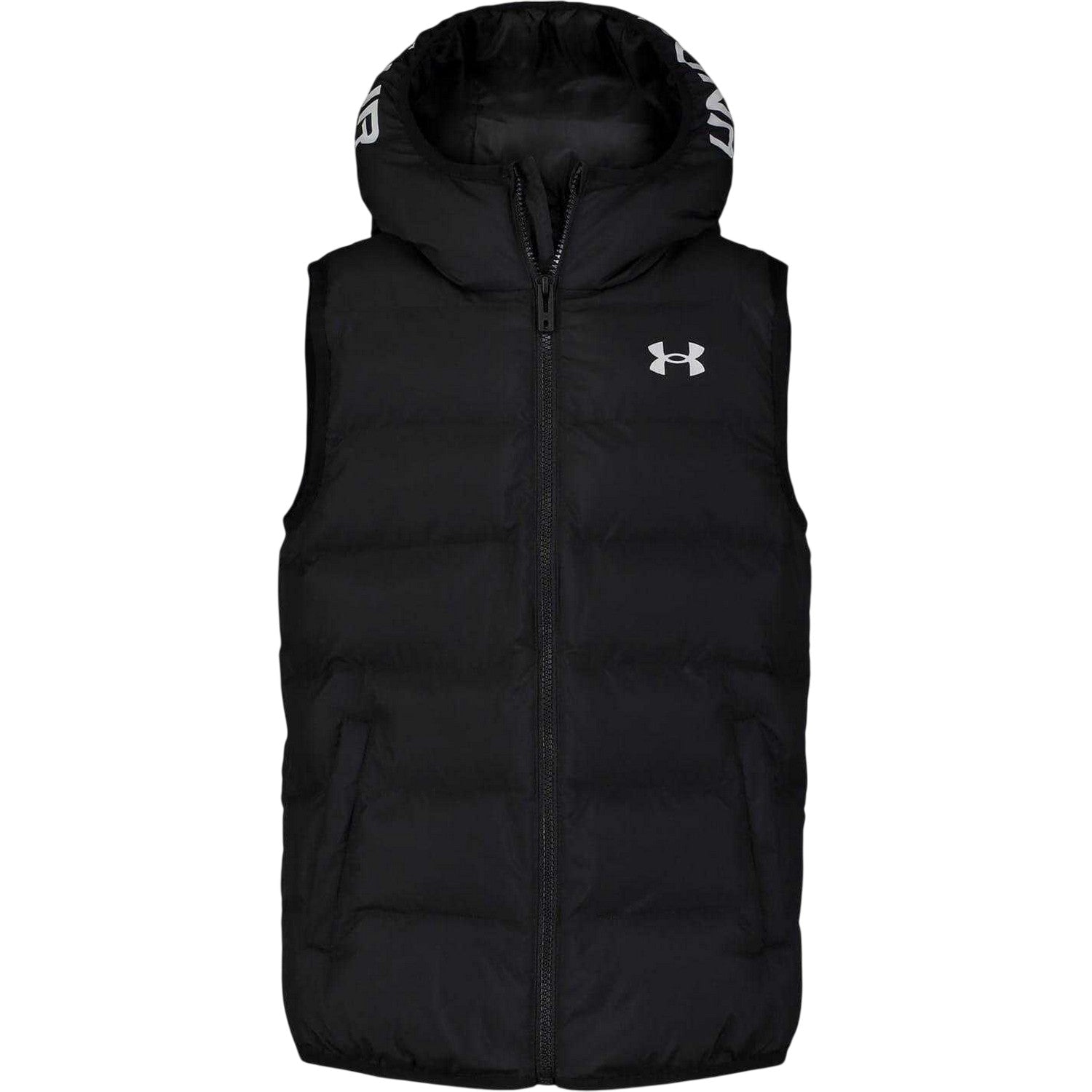 Black - Front - Under Armour Childrens-Kids Pronto Water Resistant Hooded Gilet
