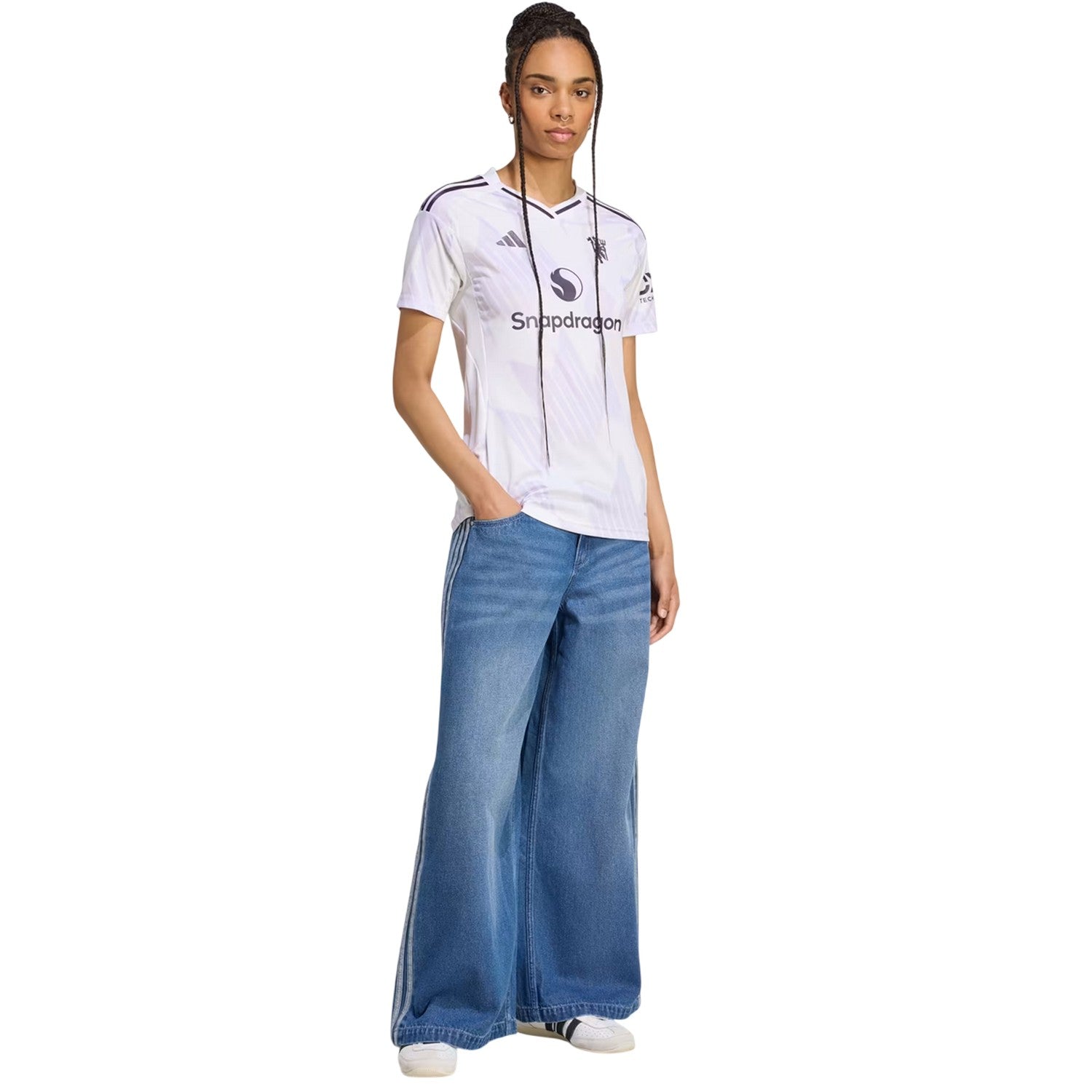 White - Pack Shot - Adidas Womens-Ladies 25-26 Manchester United FC Away Jersey