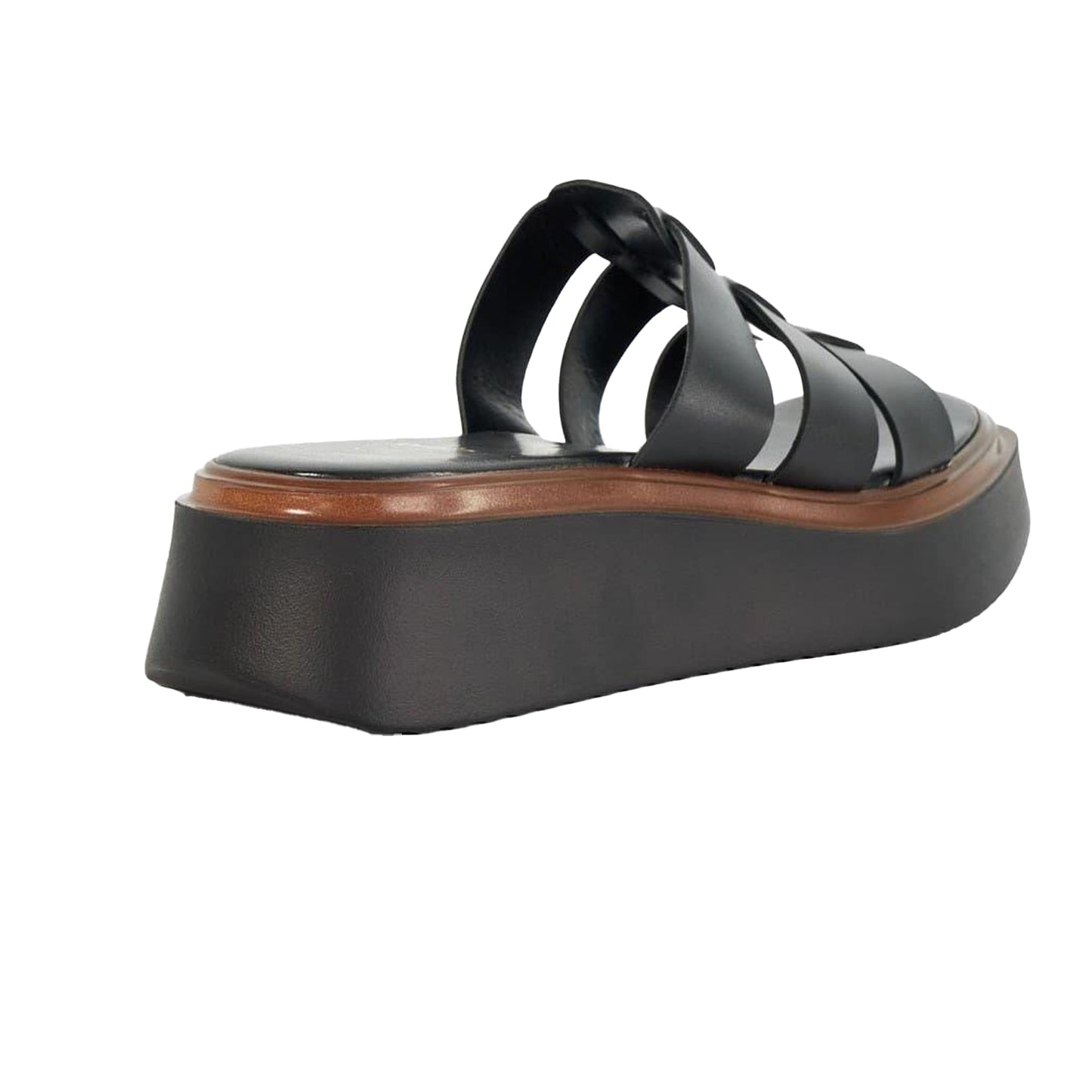 Black - Back - Dune London Womens-Ladies Latelys Leather Platform Sandals