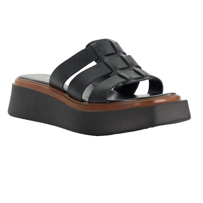 Black - Lifestyle - Dune London Womens-Ladies Latelys Leather Platform Sandals