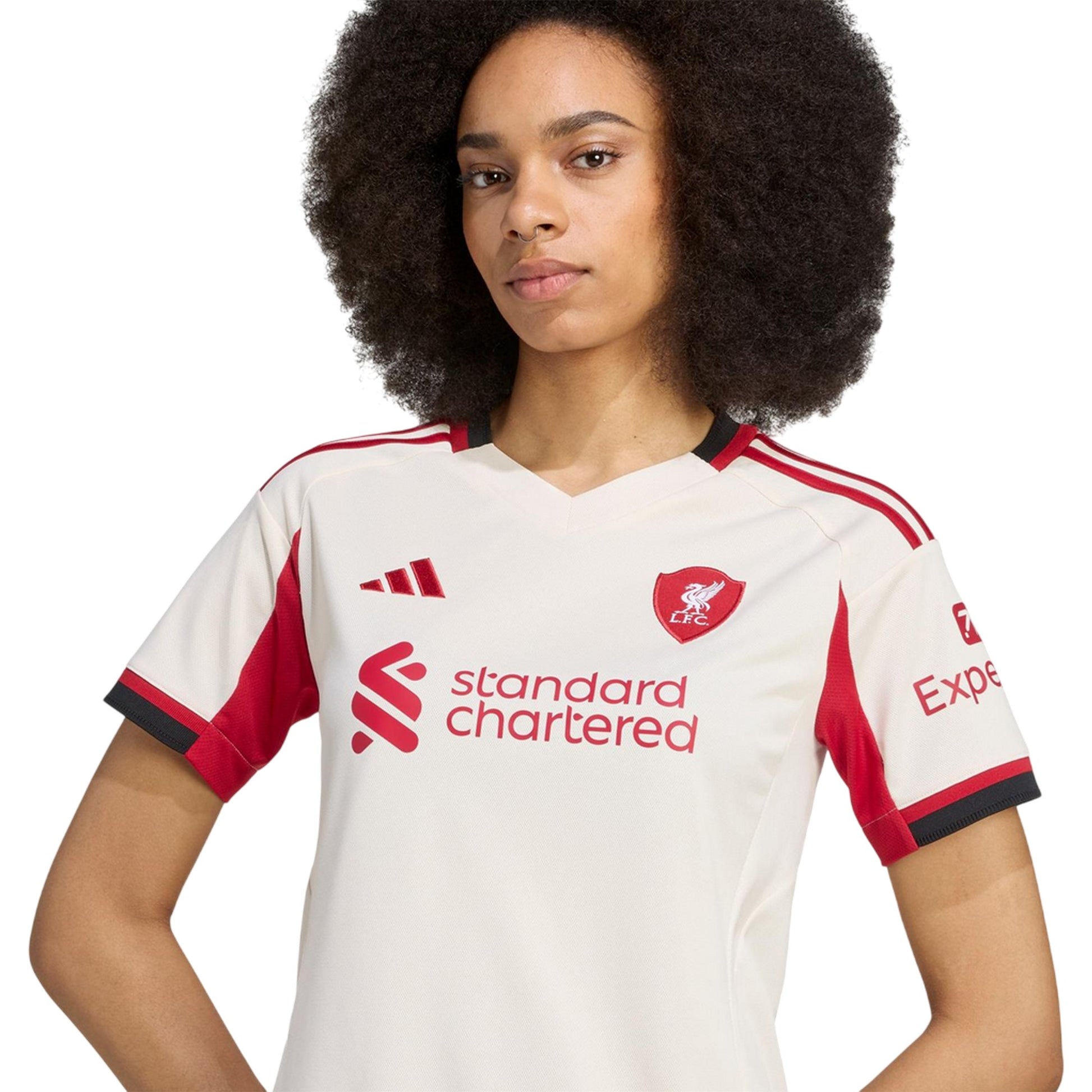 White - Side - Adidas Womens-Ladies 25-26 Liverpool FC Away Jersey