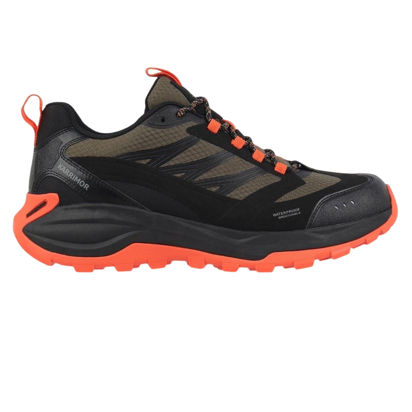 Khaki Tone-Orange - Front - Karrimor Mens Milford Hiking Shoes